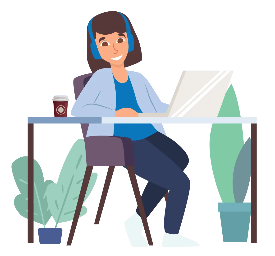 A remote specialist working at her desk